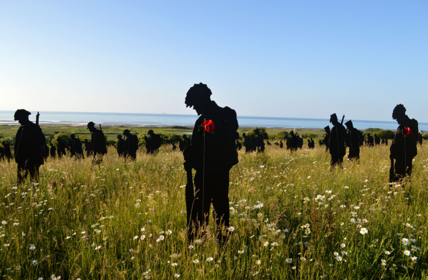 Standing with giants at The British Memorial, Normandy Photo: Friedrich Wein